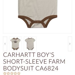 Carhartt Cream Short-Sleeve Bodysuit with Brown Trim